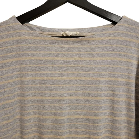 Eileen Fisher Gray Striped 3/4 Sleeve Top - Picture 2 of 7